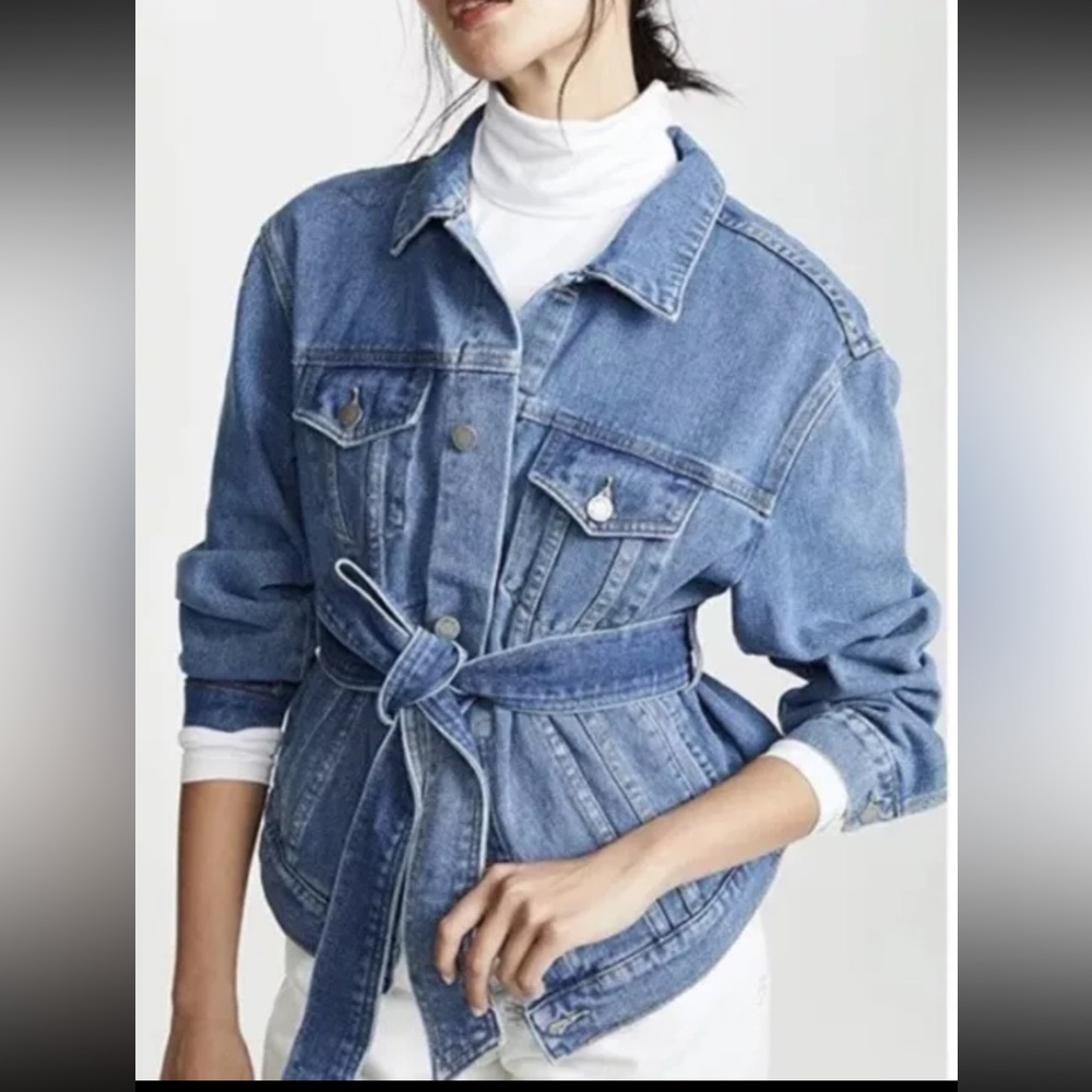 C/MEO Collective Committed Jacket Blue Denim Large Tie Waist Jean